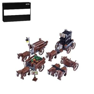 China Medieval City Scene Military Building Blocks Set with Man Carriage Soldier and Chariot for sale