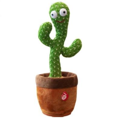 China 32cm Funny Cute Electric Luminous Music Talking Singing Plant Soft Plush Stuffed Dancing Cactus Toy for sale