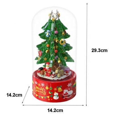 China Christmas Tree Decoration Blocks Model Building Toys ABS Plastic Music Boxing Machine Holiday Gift Set for sale