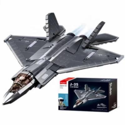 China J20 J35 Plastic Model Airplane Helicopter 1/44 Toy Fighter Jet Model Building Blocks Educational Toys For Kids for sale