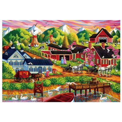 China 1000-Piece Jigsaw Puzzle Set Beautiful Rural Town Oil Painting Ideal Gift for Adults for sale