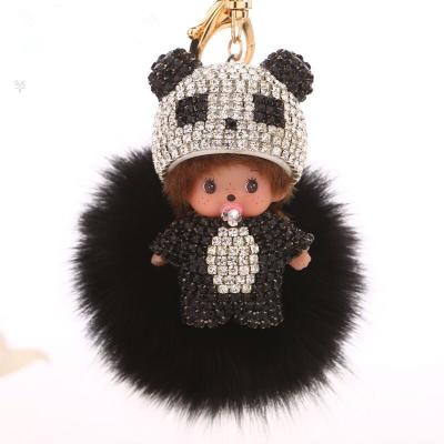 China Creative Diamond Monchi Hairball Keychain Pendant Doll Machine Toy for Car Accessories for sale