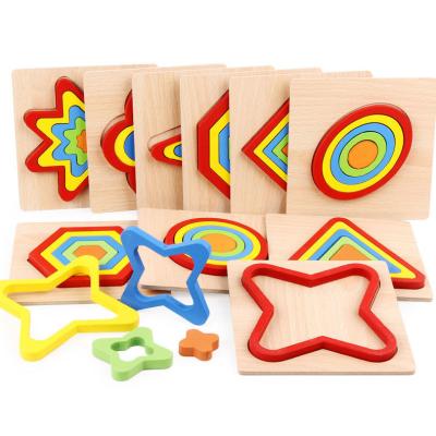 China Unisex Montessori Shape Sorting Puzzle for Toddlers 1-3 Wooden Sensory Stem Learning Toys for sale