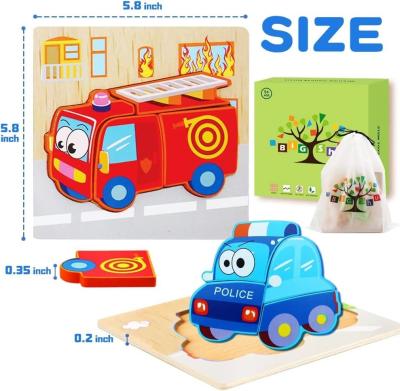 China Unisex 6 Packs Vehicle Shape Jigsaw Puzzles for Toddlers 1-3 Infant Educational Gifts for sale