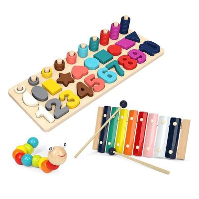 China Brinquedos para crianças Blocos de quebra-cabeça digitais Martelar Bater com a mão Brinquedos Montessori Educação Violino do bebê Piano multifuncional à venda