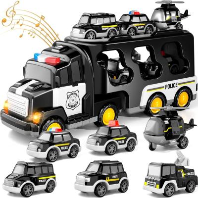 China Friction Power Toy Car 7 in 1 Police Truck Toys for Toddlers 3-5 Years Old Scale 1 18 for sale