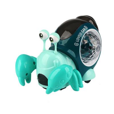 China Items Electric Universal Hermit Crab Colorful Music And Lighting Projection Cartoon Small Crab Children'S Puzzle Toy for sale