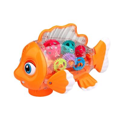 China Electric Transparent Gear Fish Glowing Music Universal Walking Swing Fish Puzzle TOY MODEL for sale