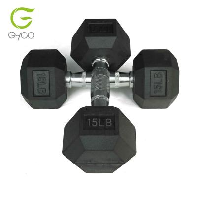 China Dumbbell Factory Wholesale Rubber Hex Dumbbell Rubber Coated Dumbbell Set for sale