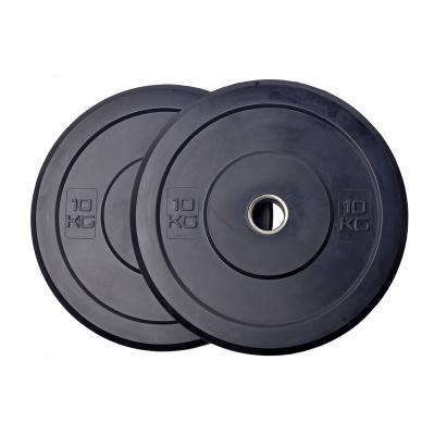 China Home Use 10kg Premium Barbell Bumper Plates Black Weighted Plate Pair for sale