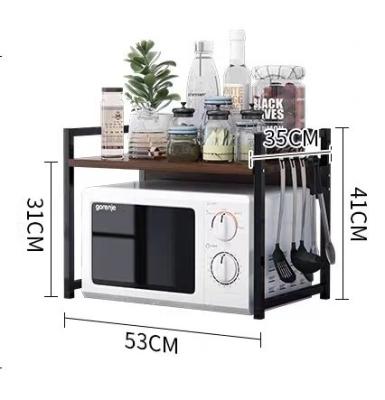 China Multifunctional Kitchen Storage Shelf 2 Tier Storage Shelf With Hook for sale