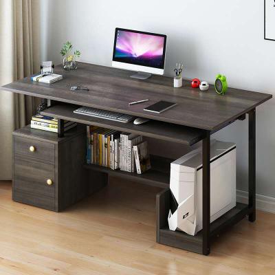 China Modern home use computer desk table metal wood frame for bedroom for sale