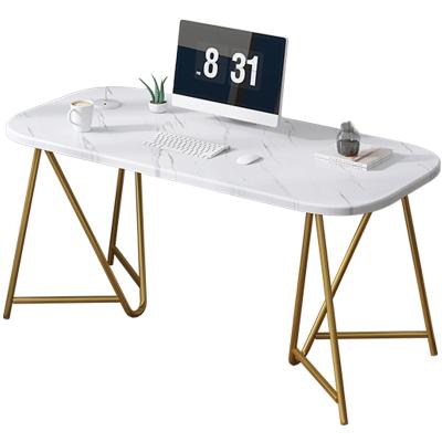 China Modern Marble Veneer Office Computer Table Metal Frame Computer Desk for sale