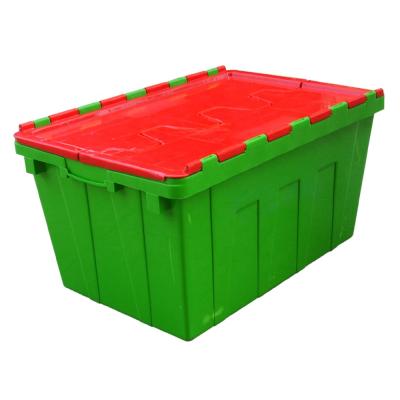 China Solid Box Mobile Packing Binding Hinged Lid Solid Stackable Plastic Crate for sale