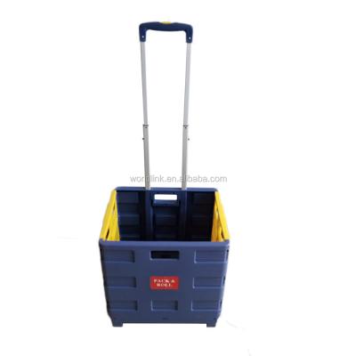 China Portable Plastic Collapsible Shopping Trolley Folding To Hand Push PP for sale