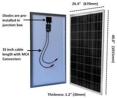 China Woon het Siliciumzonnepanelen 100 Watts 3.2mm van Tptbacksheet Aangemaakt Glas Te koop