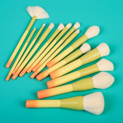 China Angular Blush New Pattern 14 Pcs Brush High Base Stylish Wood Brush Glossy Makeup Brush for sale