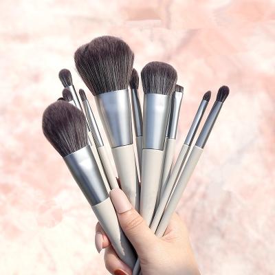 China Angular Blush Private Label White Wooden Cruelty Free 12 Pcs Handle Makeup Brushes High Quality Free Brush Set for sale