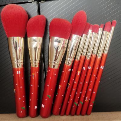 China Angular Blush Amazon Hit Custom 10 Pieces / Set New Rouge Makeup Brushes Makeup Brush Set With Black Box for sale