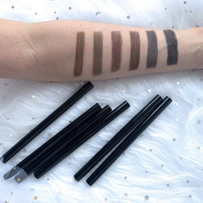 China Waterproof 50 Pcs MOQ Waterproof Thin Skinny Eyebrow Pencil With Brush Brow Eyebrow Durable Thin Liner Custom Logo for sale