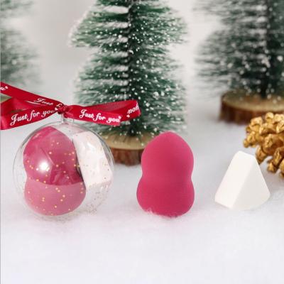 China Lovely and Cute Christmas Decoration Ball Beauty Makeup Blender Foundation Makeup Sponge Beauty Egg Set for sale