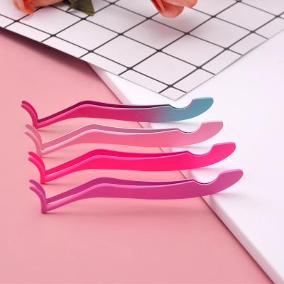 China Private Label High Quality Custom Pink Logo Plastic Lashes Applicator Tweezers Bulk Magnetic Lash Tweezers for sale