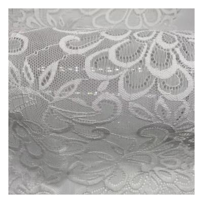 China Classic Curtain Fabric Viable 3D Tulle Lace Fabric Flower White for sale