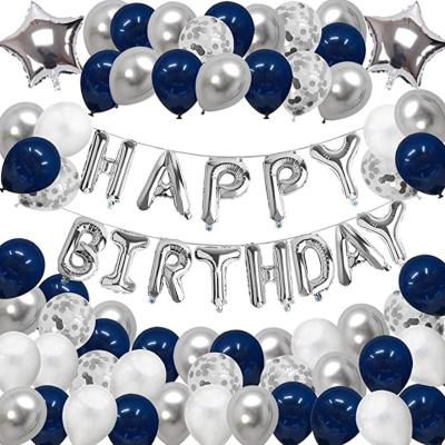 China Navy Blue Aluminum Night Latex Movie Film Birthday Banners Birthday Party Decoration Set for sale