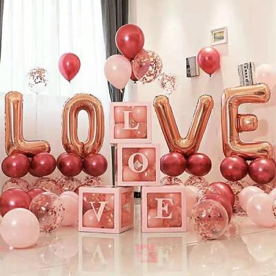 China Wholesale Love Pink White Baby Shower Decoration Party Decoration Cardboard Balloon Transparent Box for sale