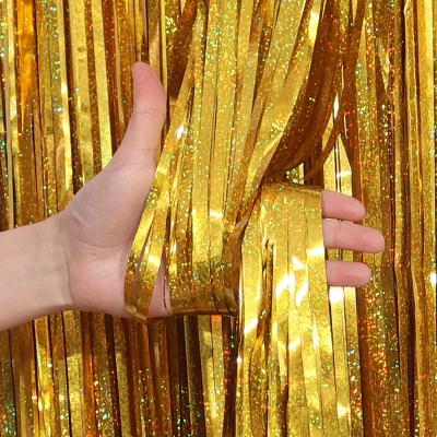 China Festival Decoration 1MX2M Party Children'S Birthday Decoration 1MX2M Party Children'S Birthday Decoration Laser Rain Curtain Strip Stage Background Wall Layout Silk Props for sale