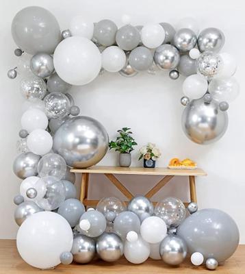 China Other 2022 New Color Gray Balloons 100 PCs, Gray 12 Inch Balloon Garland Arch Kit, Bridal Shower Balloon Kit for sale