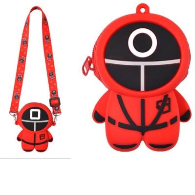 China 2021 Daily Use Civilian Hot Sale Squid Game Purse Coin Clip Silicone Small Mini Key Bag Wallet Fidget Toy Bag Crossbody Shoulder Bag for sale