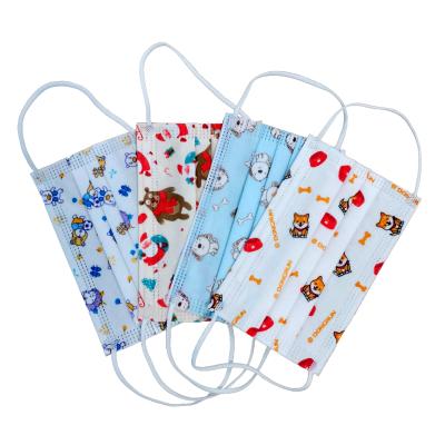 China Disposable Face Mask Girls Boys Kids Earloop Wear Daily Use Print Nonwoven Cute Cloth Civilian Daily Facemasks 3-Layered for sale