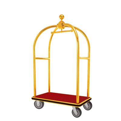 China Wholesale Stainless Steel Hotel Trolley Iron Serving Hanger Luggage Trolley Hotel Trolley In Stock for sale