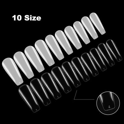 China Easy To Wear Full Cover Transparent Plastic Manicure Hot Selling Long Ballet Nail Art Salon Nude Fake Nails for sale