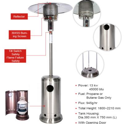 China Factory Gas Patio Heater Wheeled 48,000btu Direct Stored Outdoor Mushroom Propane Heater for sale