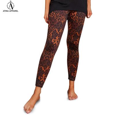 China 2021 Breathable Wide Leopard Waistband Yoga Sports Pants Wholesale Yoga Leggings With Cropped Inside for sale