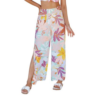 China 2022 Anti-Wrinkle OEM ODM Custom Floral Print Pull-on Palazzo Panty Pant Design Newest Outfits for sale