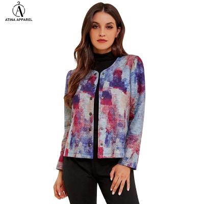 China 2021 Latest Fashion Anti-wrinkle Women's Graphic Quilted Coat And Jacket Wholesale Stylish Abstract Printing for sale