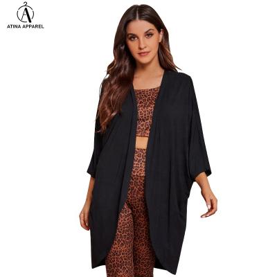 China 2021 Causal Anti-wrinkle knit breathable loungewear woman oversized bamboo sleeve dolman sleeve cardigan for sale