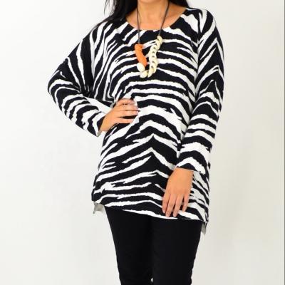 China 2021 Viable New Winter Women Clothing Zebra Print Blend Tunic Jumper For Woman for sale