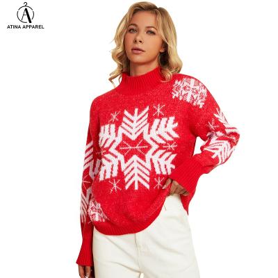 China 2021 Winter Christmas Hot Selling Women's Sweater Breathable Batwing Wing Sweater Sweater Crewneck Sweater for sale