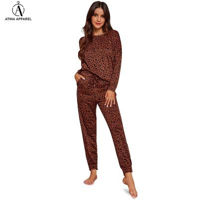 China 2021 Women's Casual Sports Yoga Suit Leopard Print QUICK DRY Two Piece Jogging Suit for sale