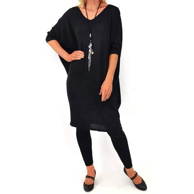 China China Manufacturer Women Viable 2021 Dresses Fall And Winter Casual Oversized 3/4 Sleeve Black Tunic Dress for sale