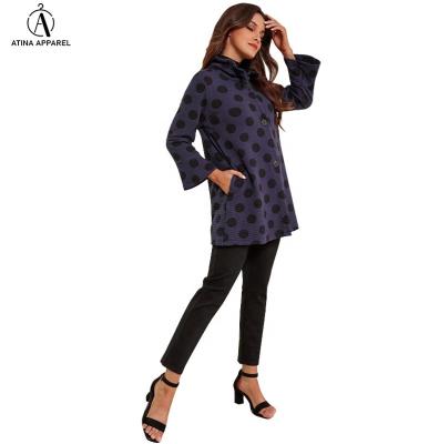 China good reputation anti-wrinkle and bell sleeve coat polka dot yarn neck big size ladies hot sale fashion for sale