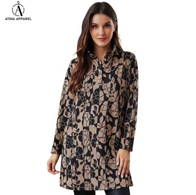 China China Manufacturer Women Casual Clothes Anti-static Yarn Neck Floral Blouse Women Plus Size Clothing 2021 for sale