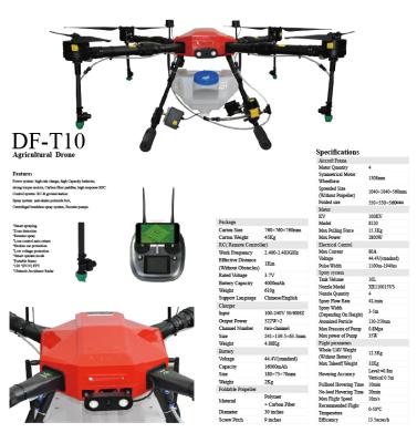 China Pesticide spraying 10kg 10L UAV spray frame kit 10L water tank border folding frame 10kg 10L agricultural agricultural drone with factory price for sale