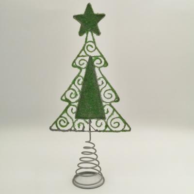 China Christmas decorations for hotels restaurants shops metal steel wire green decoration Christmas star tree top decoration for sale