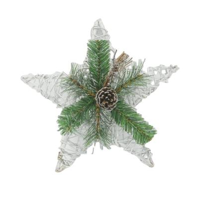 China 2021 Chirstmas Decor Top Selling White Pine Cone Rattan Products Five Star Christmas Decoration for sale