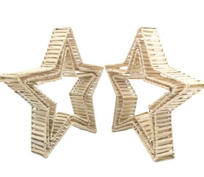 China Shopping Mall Rattan Christmas Decorations Metal Wire Christmas Star for sale